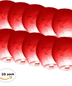 lanterne-volante-chinoise-thailandaise-Rouge-en lot-biodégradable