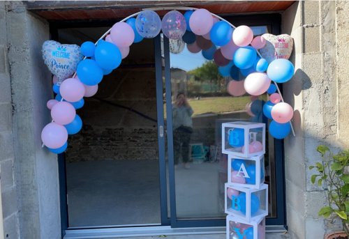 Annonce Grossesse Kit Gender Reveal 139 pcs Tout-en-Un: Ballons Rose et Bleu, Canon Confettis, Arche à Ballon, Party Décoration pour Fête de Révélation du Sexe bébé photo review